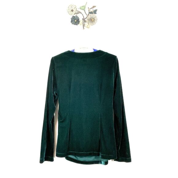 Soft Surroundings Womens Velour Velvet Surplice Faux Wrap Top Green Size Small - Picture 5 of 8